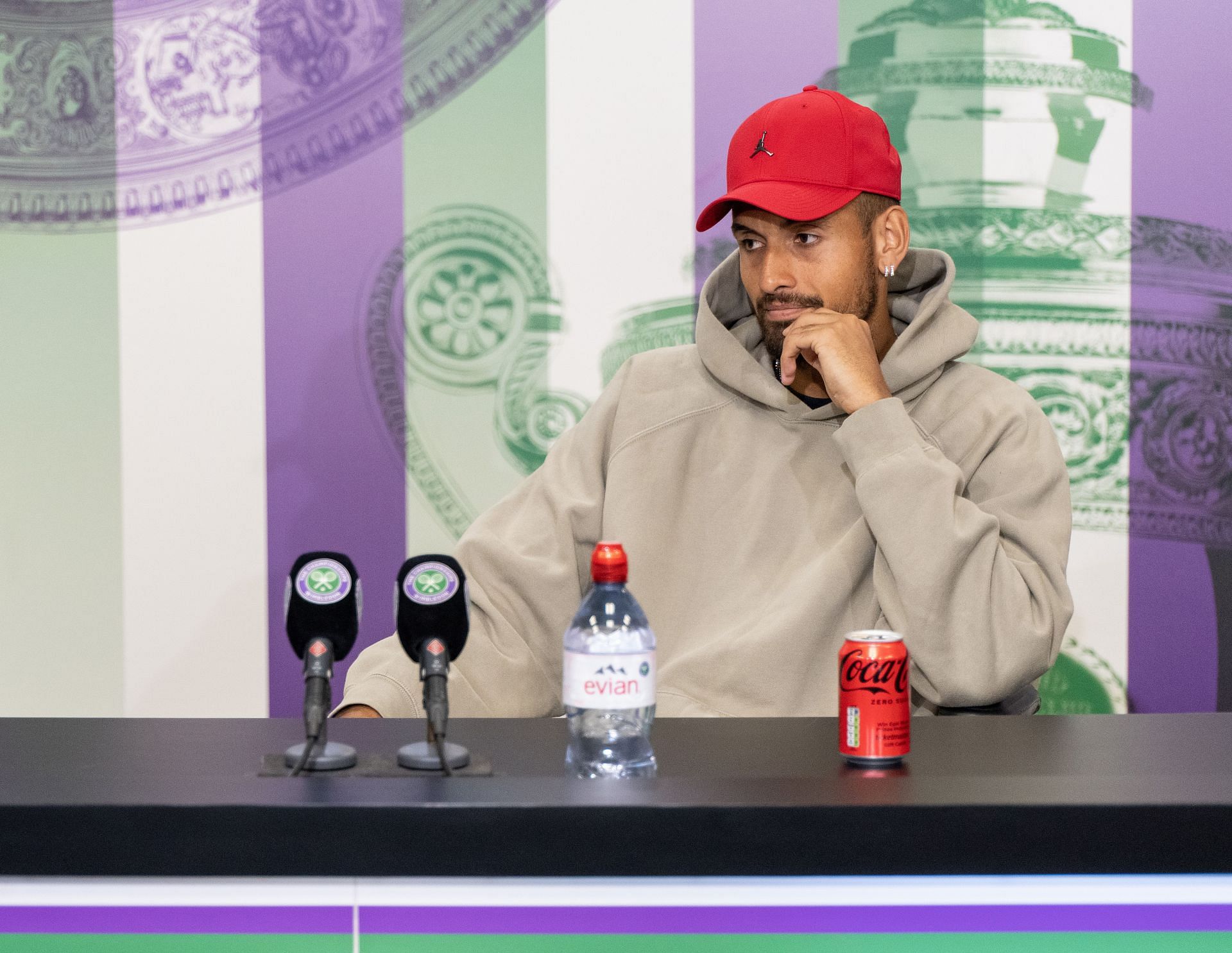 Nick Kyrgios pictured during a press conference at the 2022 Wimbledon Championships.